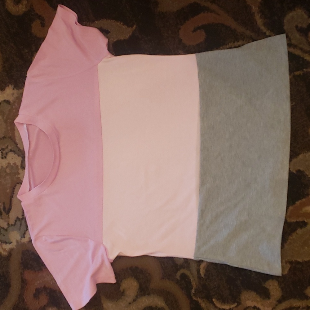 Pink Color Block TShirt Stretchy Size Small New
